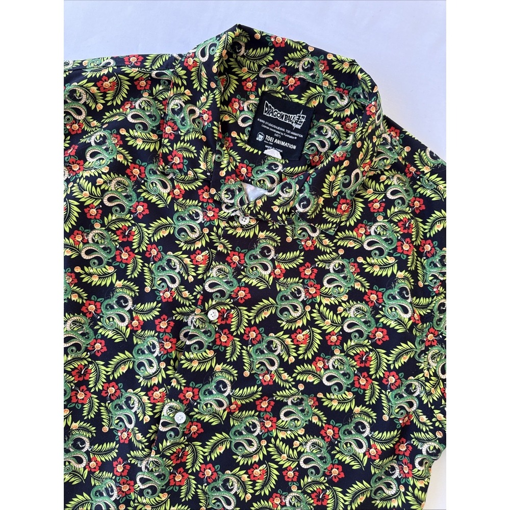 Dragon Ball Super Floral Shenron Print Hawaiian Shirt Size Large